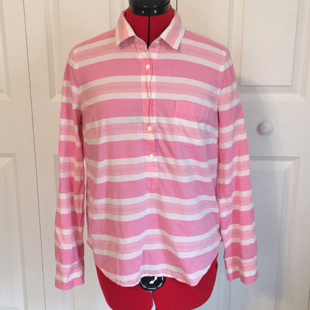 Pink J. Crew Striped Button Down